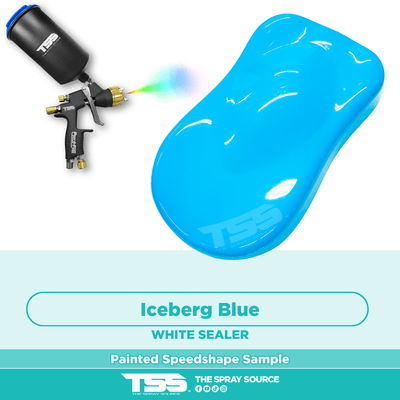 Iceberg Blue Pre-Sprayed Speedshape Paint Sample (White Ground Coat) - The Spray Source - Alpha Pigments