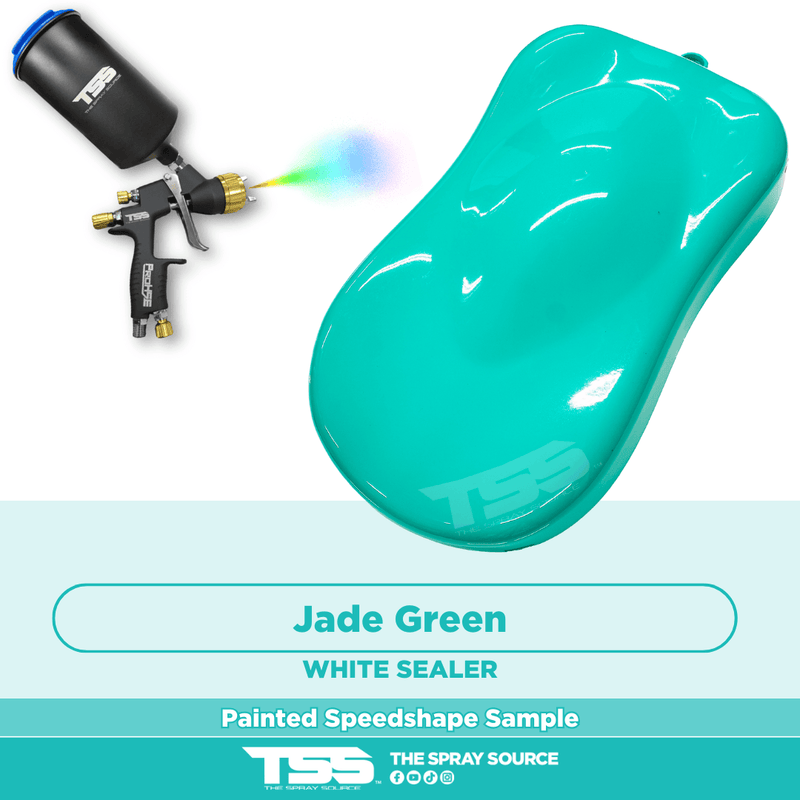 Jade Green Pre-Sprayed Speedshape Paint Sample (White Ground Coat) - The Spray Source - Alpha Pigments