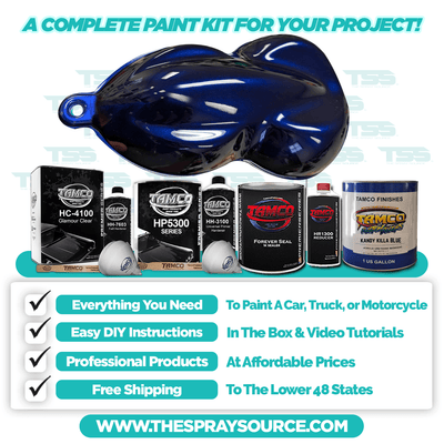 Kandy Killa Blue Candy Pearl Car Kit (Black Ground Coat) - The Spray Source - Tamco Paint