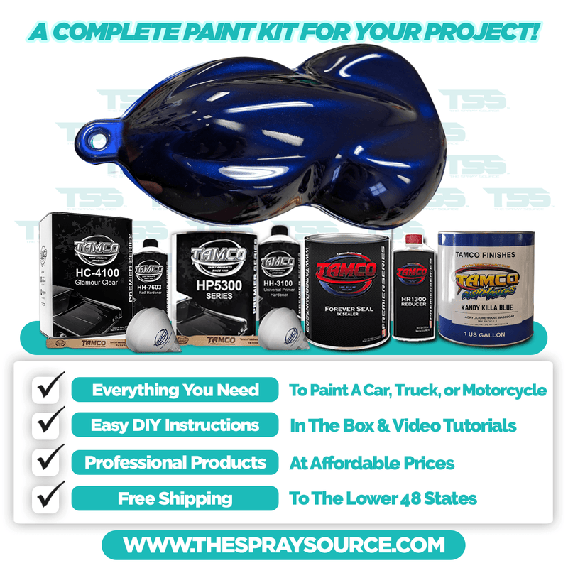 Kandy Killa Blue Candy Pearl Extra Large Car Kit (Black Ground Coat) - The Spray Source - Tamco Paint