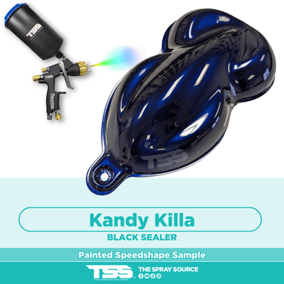Kandy Killa Blue Candy Pearl Pre-Sprayed Speedshape Paint Sample (Black Ground Coat) - The Spray Source - Tamco Paint