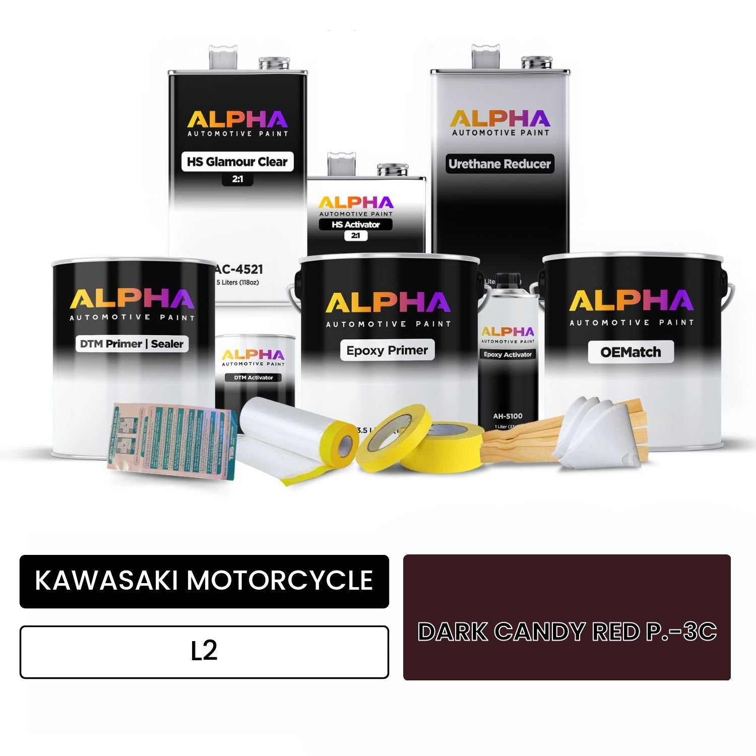 KAWASAKI MOTORCYCLE DARK CANDY RED P.-3C L2 OEMatch Vehicle Paint Kit