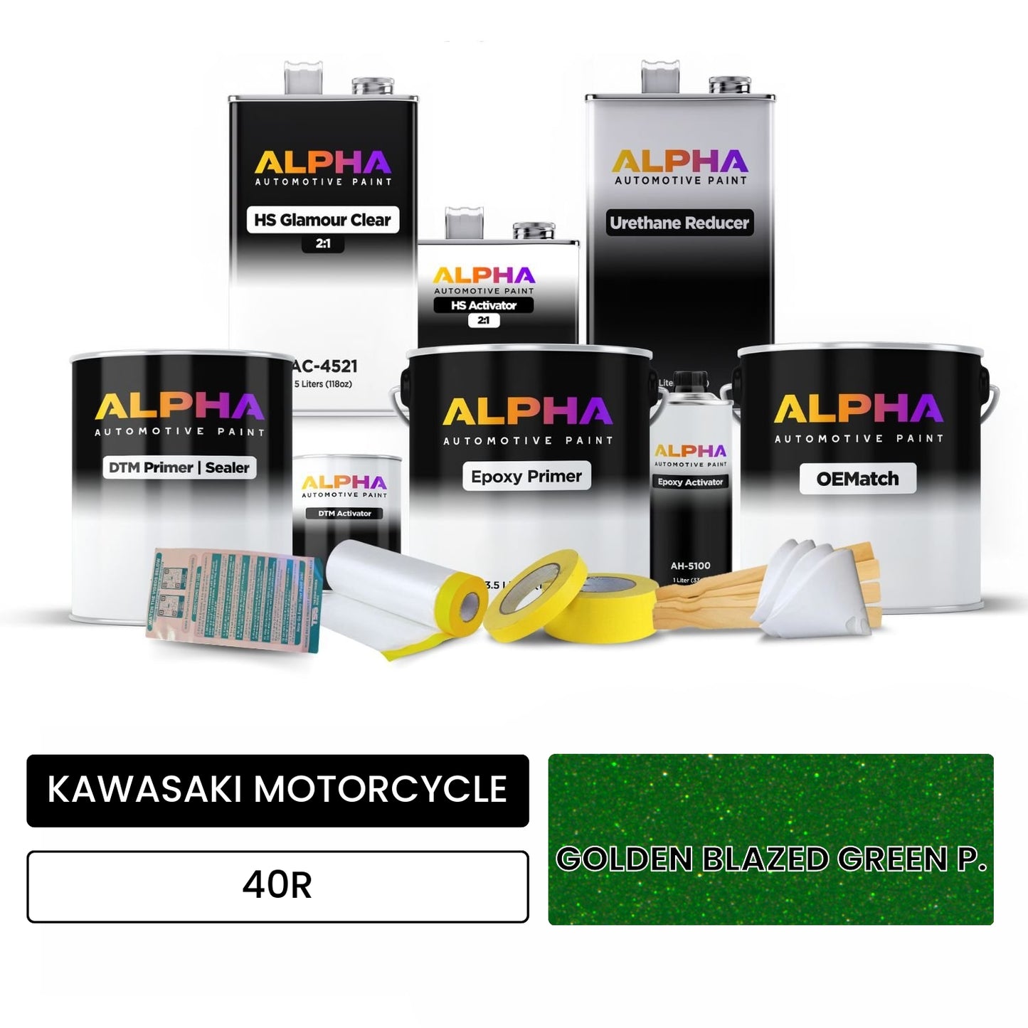 KAWASAKI MOTORCYCLE GOLDEN BLAZED GREEN P. 40R OEMatch Vehicle Paint Kit
