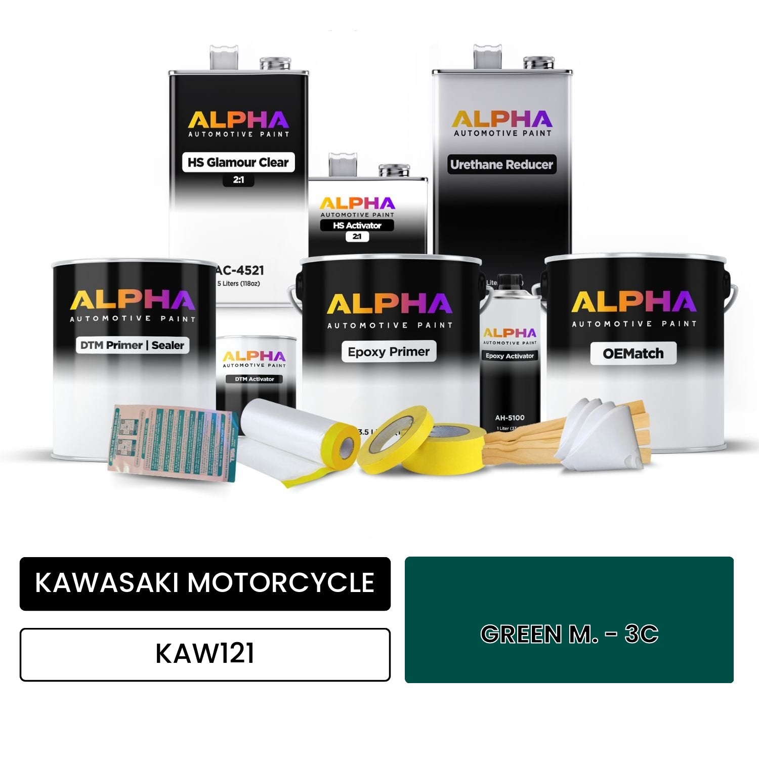 KAWASAKI MOTORCYCLE GREEN M. - 3C KAW121 OEMatch Vehicle Paint Kit
