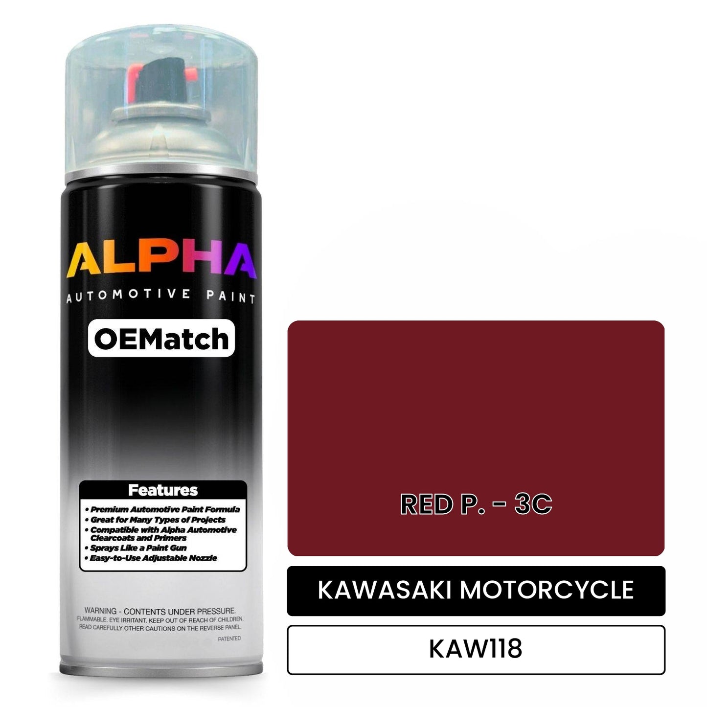 KAWASAKI MOTORCYCLE RED P. - 3C KAW118 OEMatch Spraycan