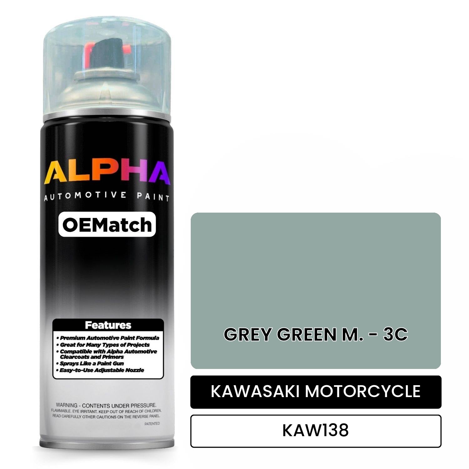 KAWASAKI MOTORCYCLE GREY GREEN M. - 3C KAW138 OEMatch Spraycan