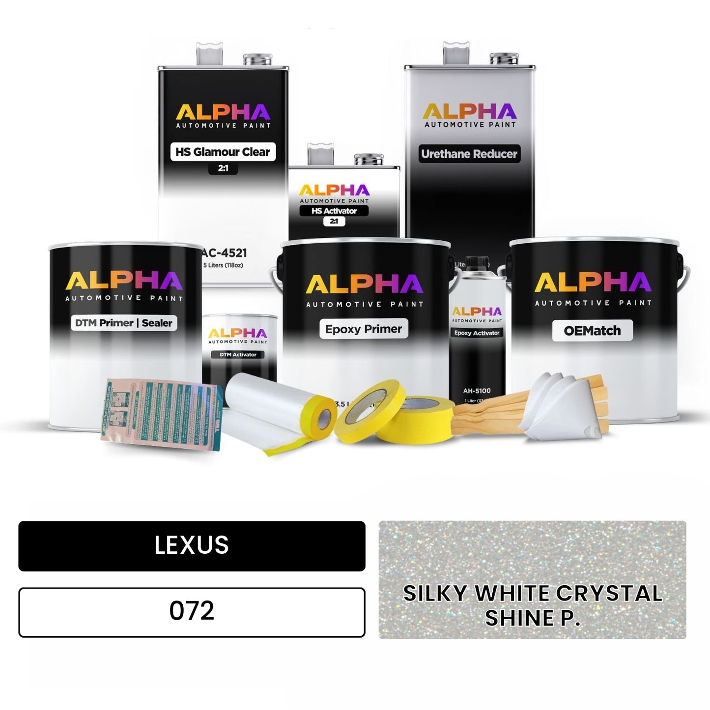 LEXUS SILKY WHITE CRYSTAL SHINE P. 072 OEMatch Vehicle Paint Kit