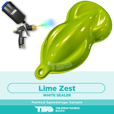 Lime Zest Pre-Sprayed Speedshape Paint Sample (White Ground Coat) - The Spray Source - Alpha Pigments