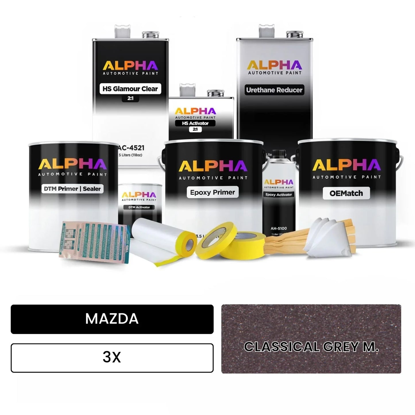 MAZDA CLASSICAL GREY M. 3X OEMatch Vehicle Paint Kit