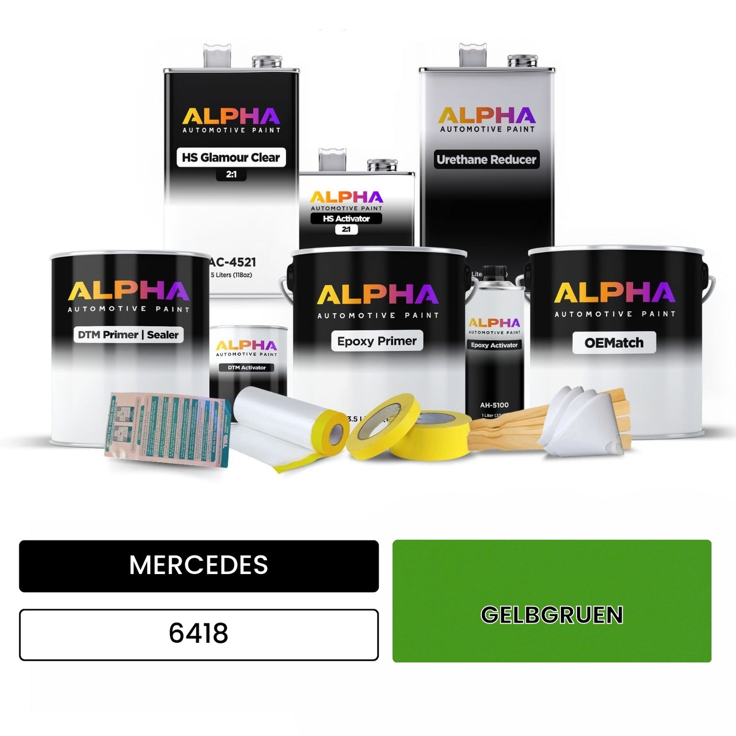 MERCEDES Yellow-Green 6418 OEMatch Vehicle Paint Kit