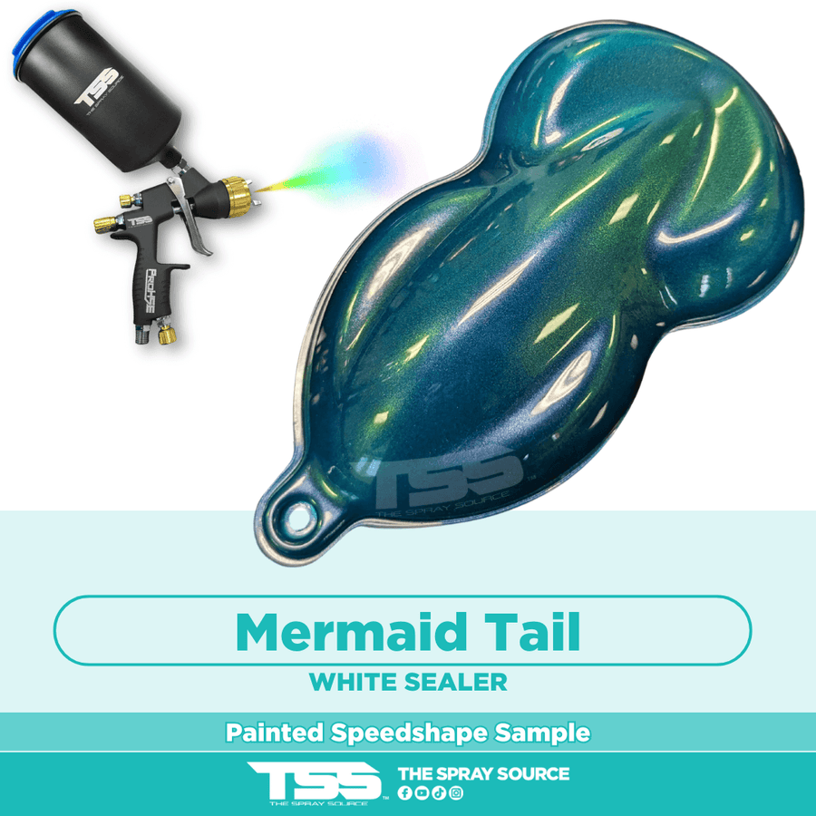 Mermaid Tail Pre-Sprayed Speedshape Paint Sample (White Ground Coat) - The Spray Source - Alpha Pigments