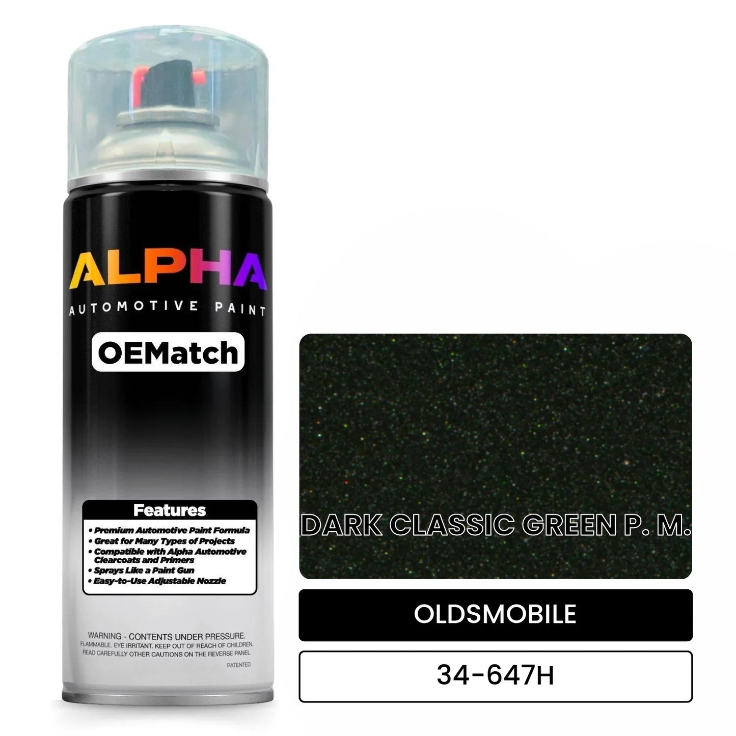 OLDSMOBILE DARK CLASSIC GREEN P. M. 34-647H OEMatch Spraycan