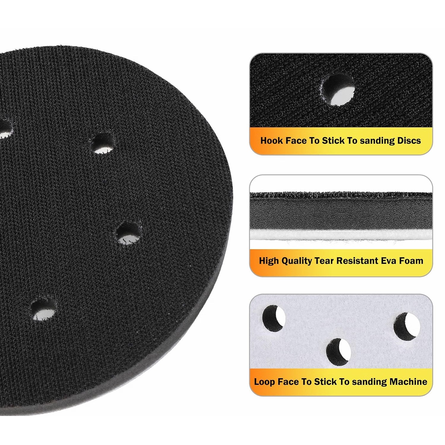 OptiGrit interface pad features: hook face, tear-resistant EVA foam, loop face