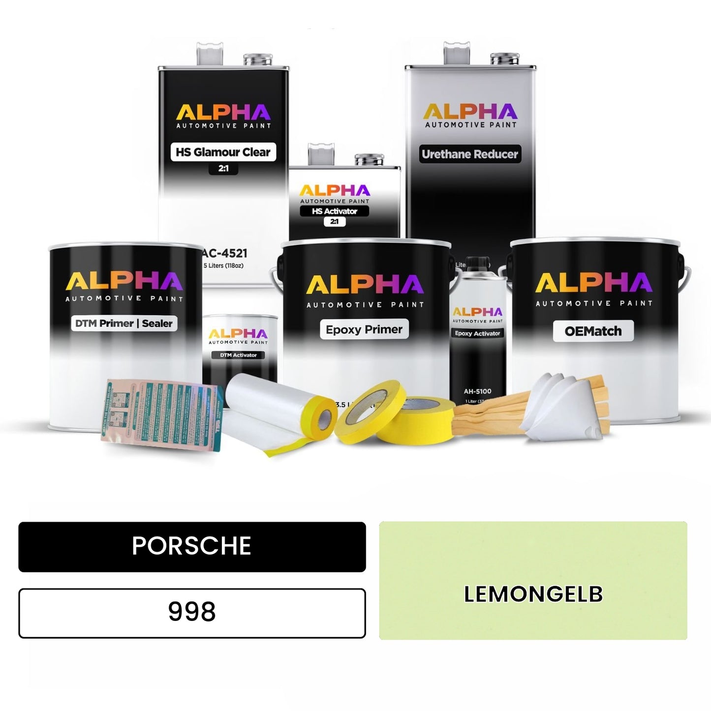 PORSCHE Lemon Yellow 998 OEMatch Vehicle Paint Kit