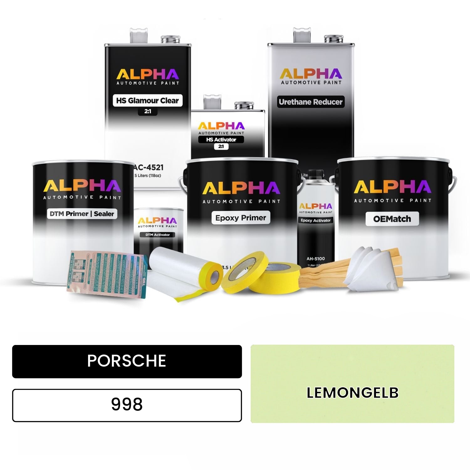 PORSCHE Lemon Yellow 998 OEMatch Vehicle Paint Kit