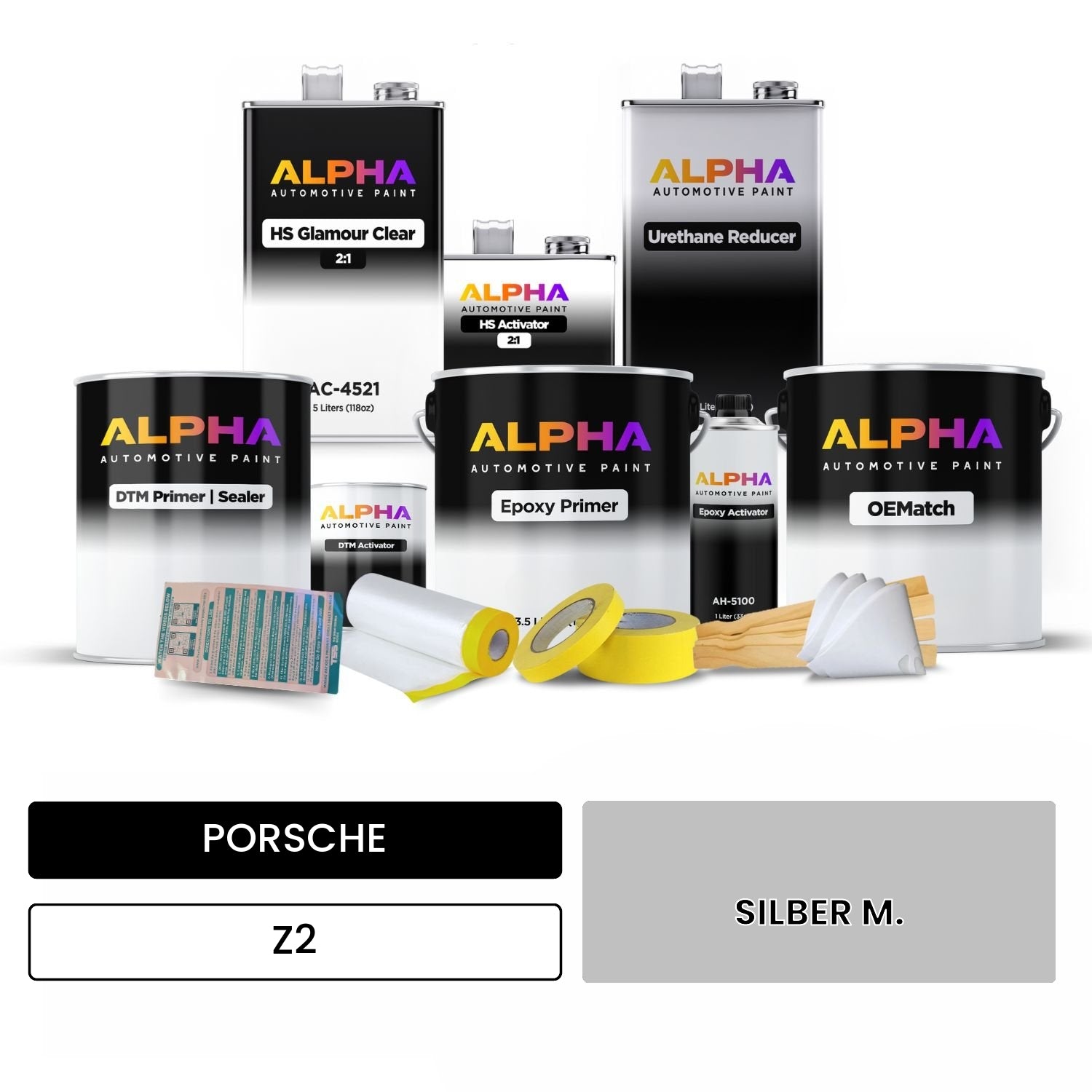 PORSCHE Silver Metallic Z2 OEMatch Vehicle Paint Kit