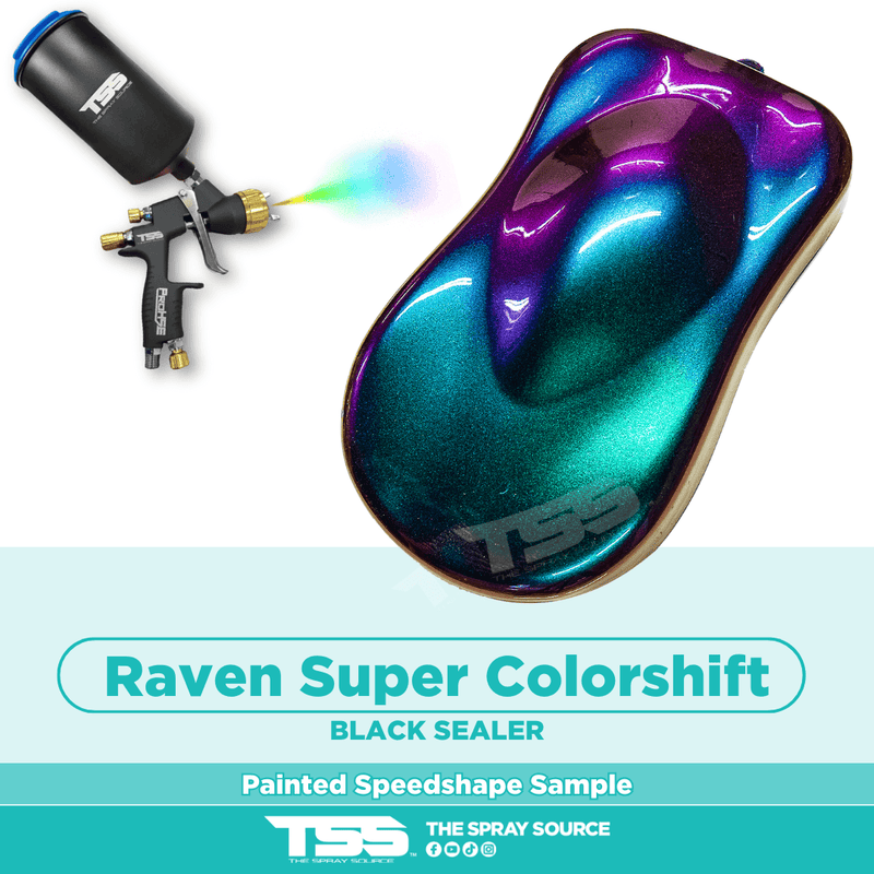 Raven Super Colorshift Pre-Sprayed Speedshape Paint Sample (Black Ground Coat) - The Spray Source - Alpha Pigments