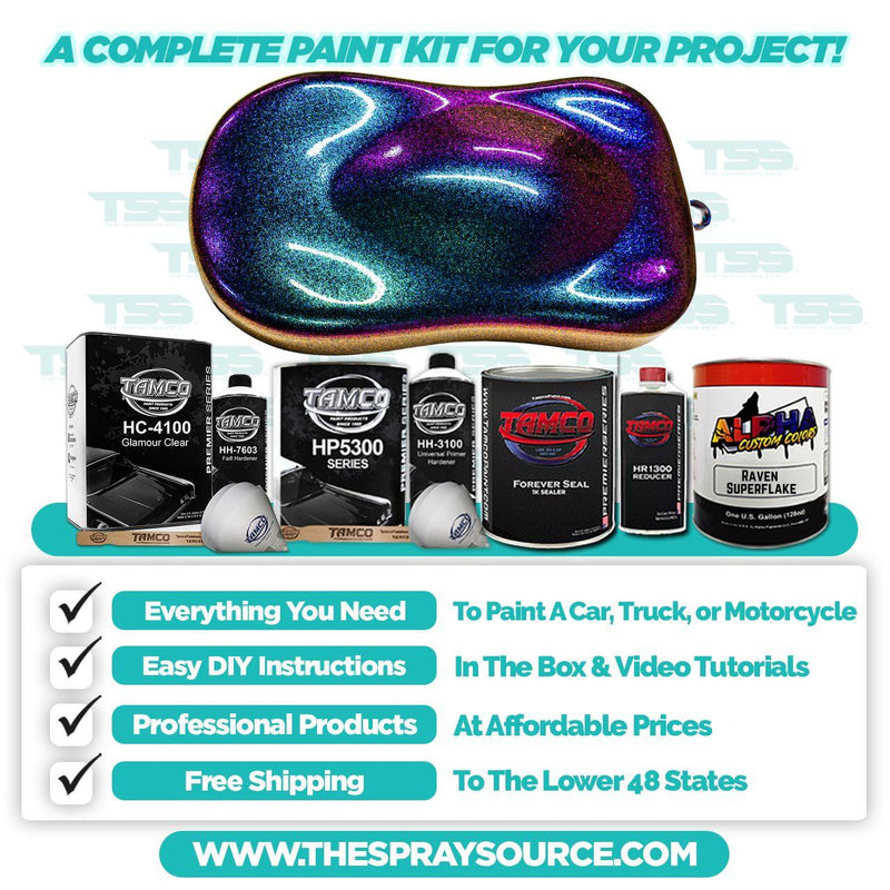 Raven Superflake Extra Small Car Kit (Black Ground Coat) - The Spray Source - Alpha Pigments