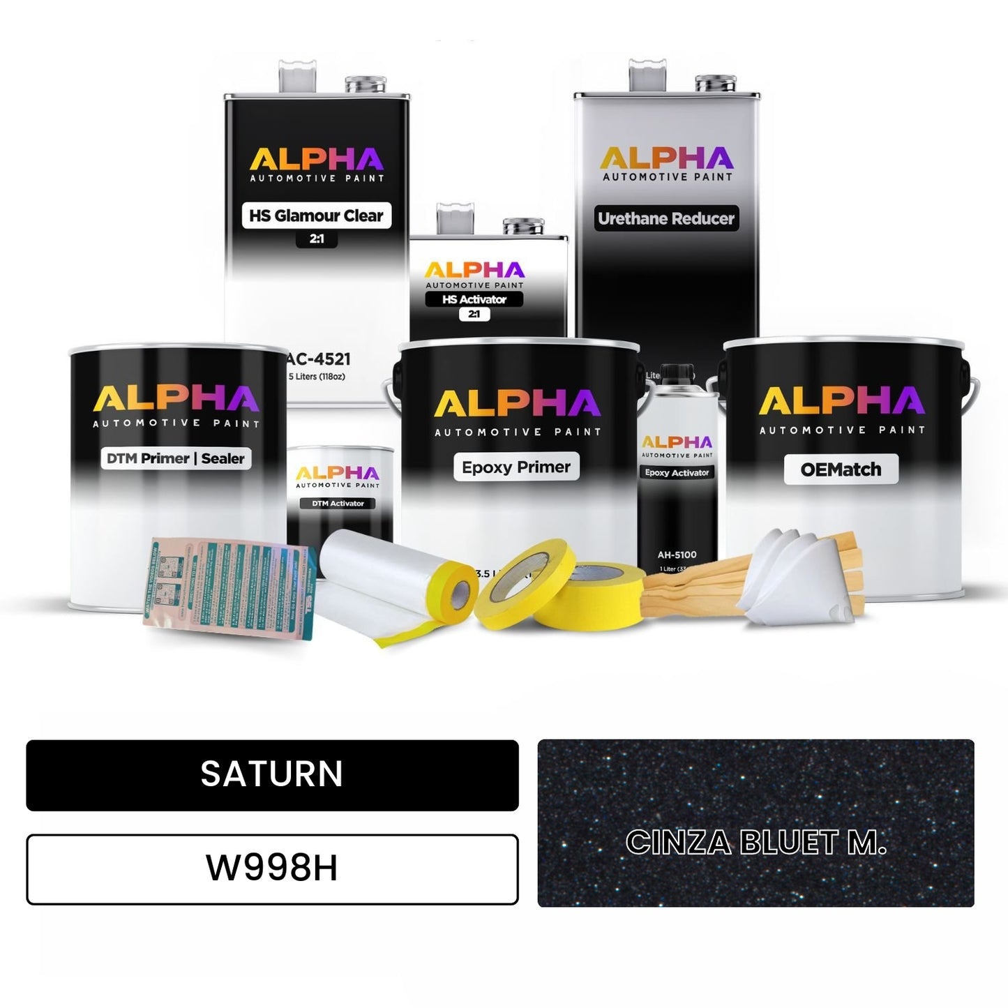 SATURN CINZA BLUET M. W998H OEMatch Vehicle Paint Kit
