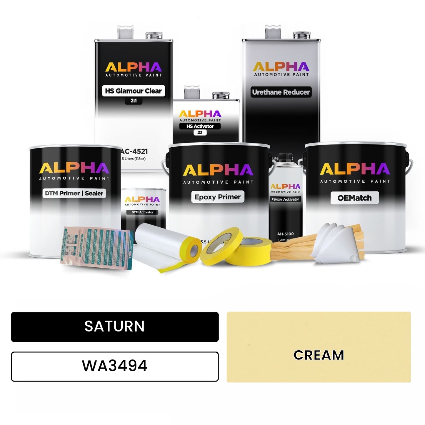 SATURN CREAM WA3494 OEMatch Vehicle Paint Kit