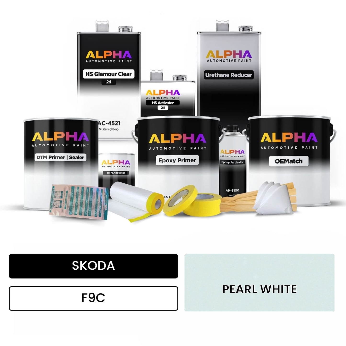 SKODA PEARL WHITE F9C OEMatch Vehicle Paint Kit