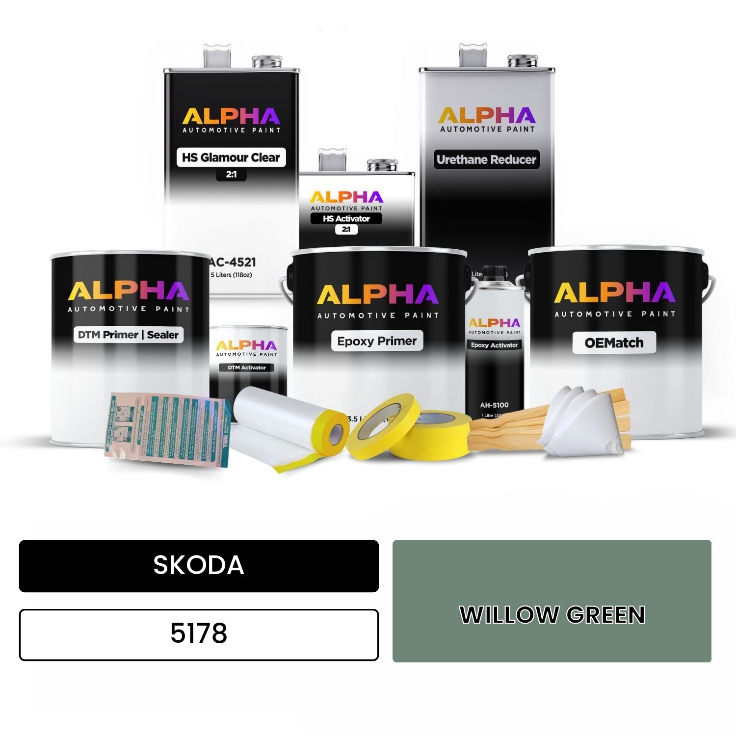 SKODA WILLOW GREEN 5178 OEMatch Vehicle Paint Kit