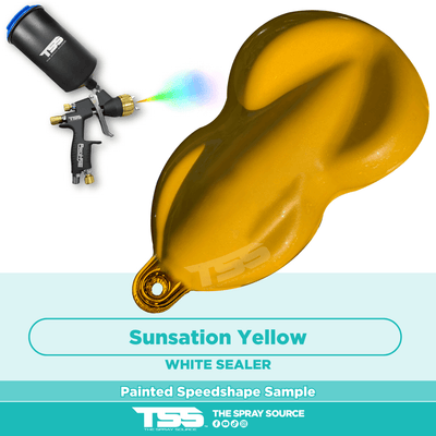 Sunsation Yellow Pearl Pre-Sprayed Speedshape Paint Sample (White Ground Coat) - The Spray Source - Tamco Paint