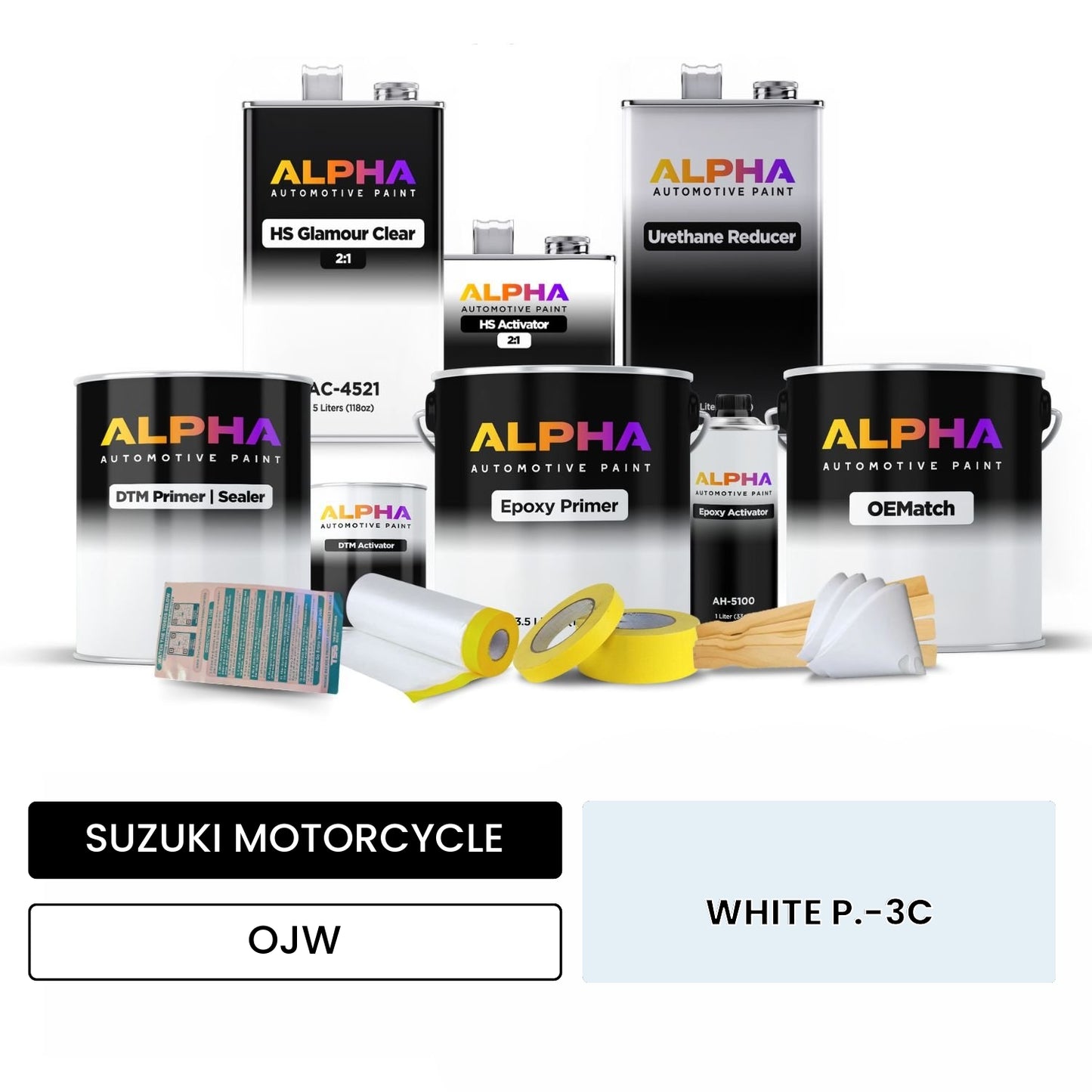 SUZUKI MOTORCYCLE WHITE P.-3C OJW OEMatch Vehicle Paint Kit