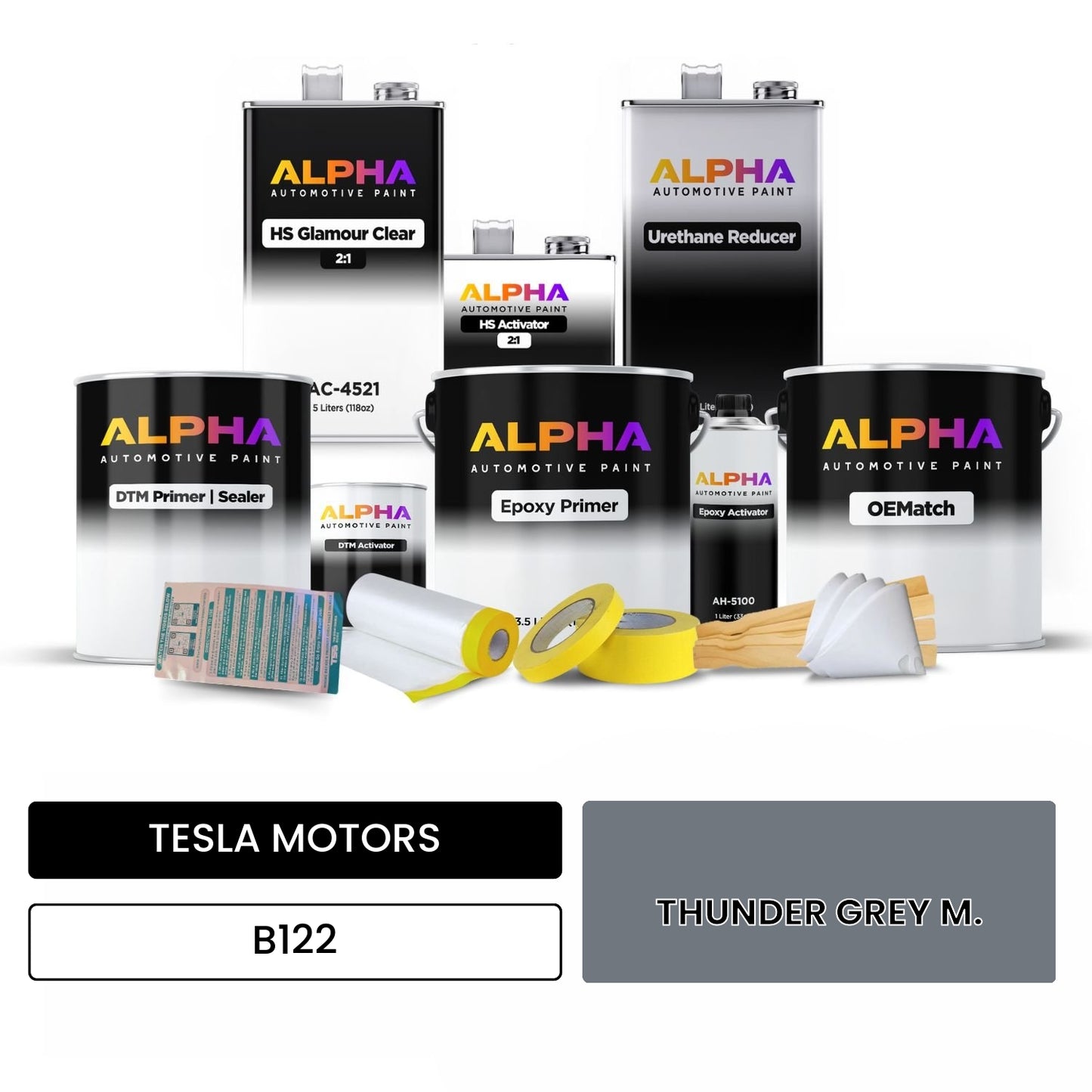 TESLA MOTORS THUNDER GREY M. B122 OEMatch Vehicle Paint Kit