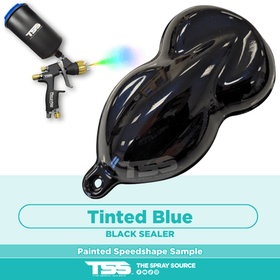 Tinted Blue Pre-Sprayed Speedshape Paint Sample (Black Ground Coat) - The Spray Source - Alpha Pigments