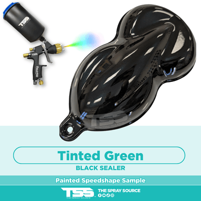 Tinted Green Pre-Sprayed Speedshape Paint Sample (Black Ground Coat) - The Spray Source - Alpha Pigments