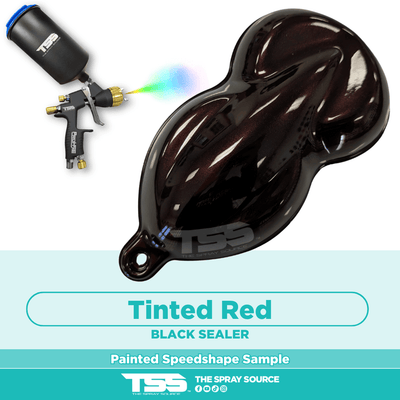 Tinted Red Pre-Sprayed Speedshape Paint Sample (Black Ground Coat) - The Spray Source - Alpha Pigments