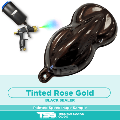 Tinted Rose Gold Pre-Sprayed Speedshape Paint Sample (Black Ground Coat) - The Spray Source - Alpha Pigments