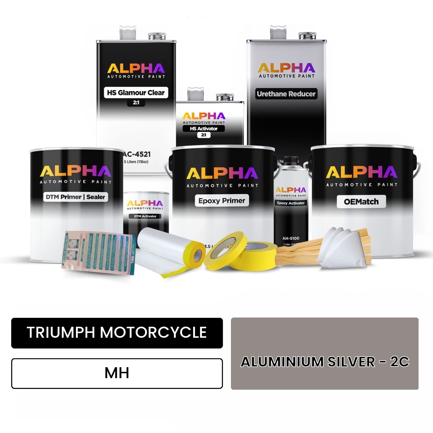 TRIUMPH MOTORCYCLE ALUMINIUM SILVER - 2C MH OEMatch Vehicle Paint Kit