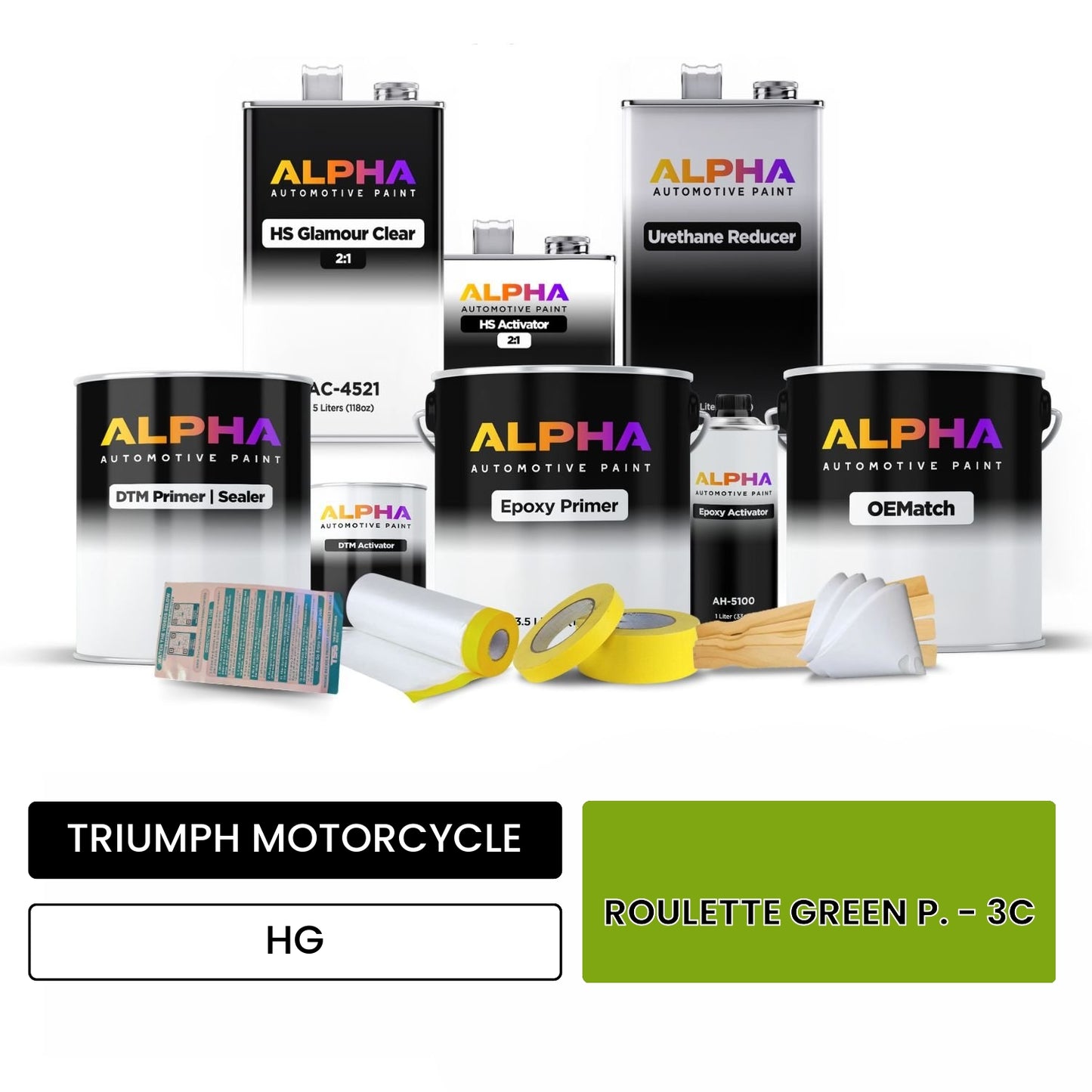 TRIUMPH MOTORCYCLE ROULETTE GREEN P. - 3C HG OEMatch Vehicle Paint Kit
