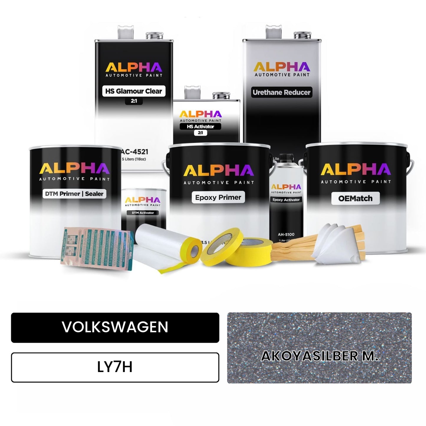 VOLKSWAGEN Akoya Silver Metallic LY7H OEMatch Vehicle Paint Kit