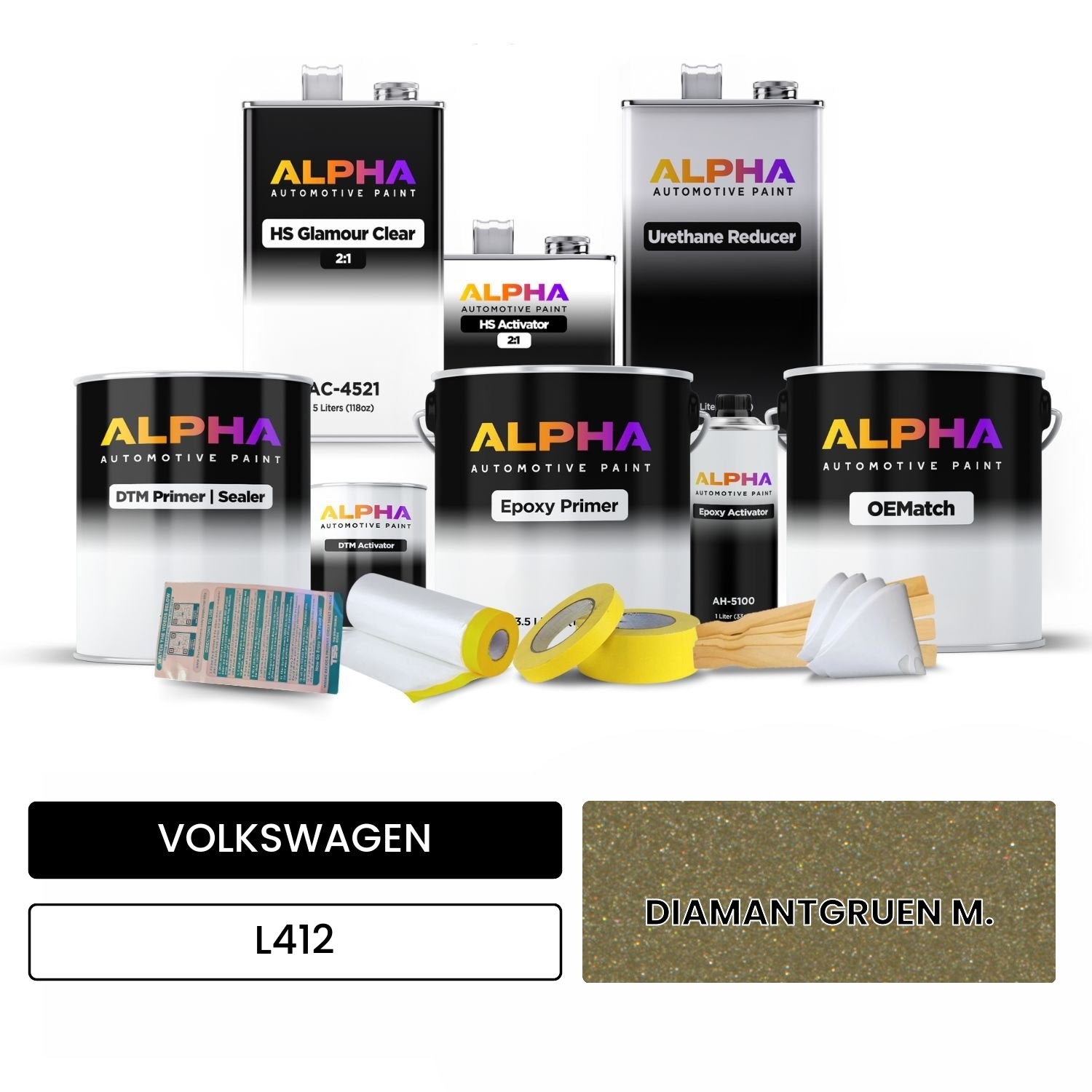 VOLKSWAGEN Diamond Green Metallic L412 OEMatch Vehicle Paint Kit