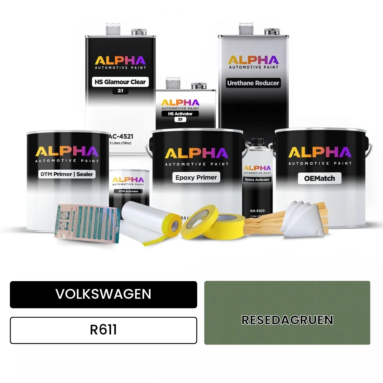 VOLKSWAGEN Reseda Green R611 OEMatch Vehicle Paint Kit