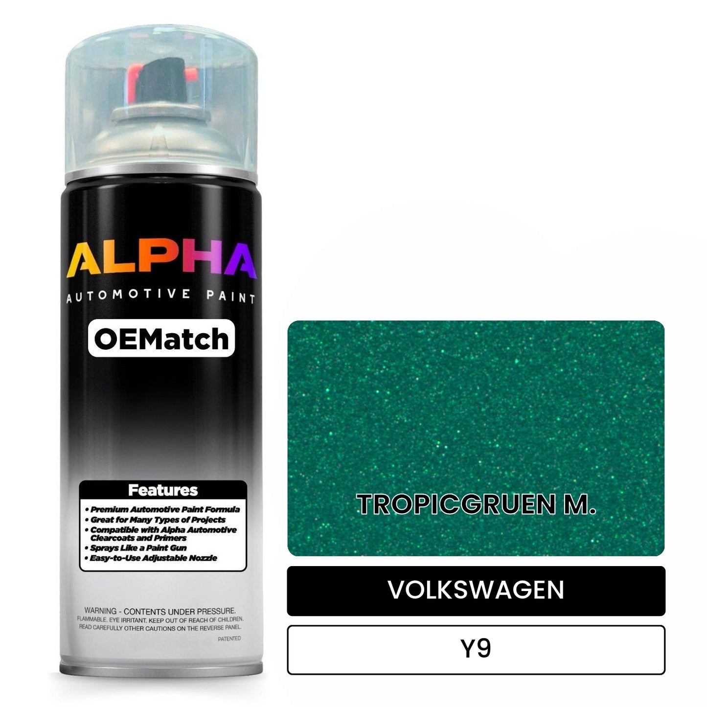 VOLKSWAGEN Tropic Green Metallic Y9 OEMatch Spraycan