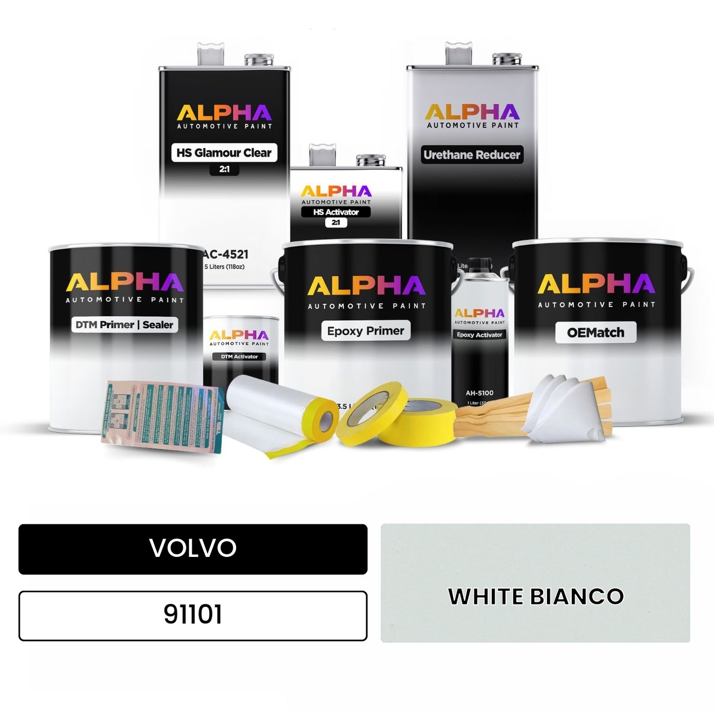VOLVO WHITE BIANCO 91101 OEMatch Vehicle Paint Kit