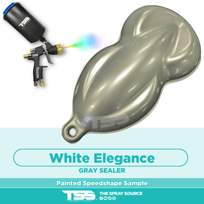 White Elegance Pre-Sprayed Speedshape Paint Sample (Grey Ground Coat) - The Spray Source - Alpha Pigments