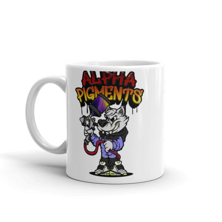 Wolf Painting | Alpha Pigments | White glossy mug - The Spray Source - The Spray Source