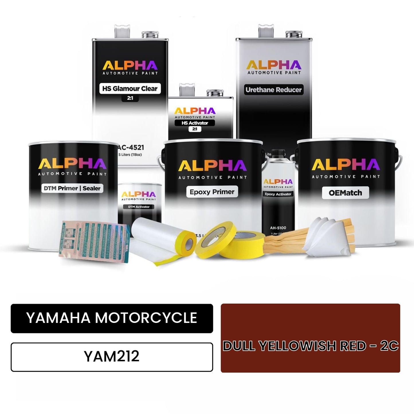 YAMAHA MOTORCYCLE DULL YELLOWISH RED - 2C YAM212 OEMatch Vehicle Paint Kit