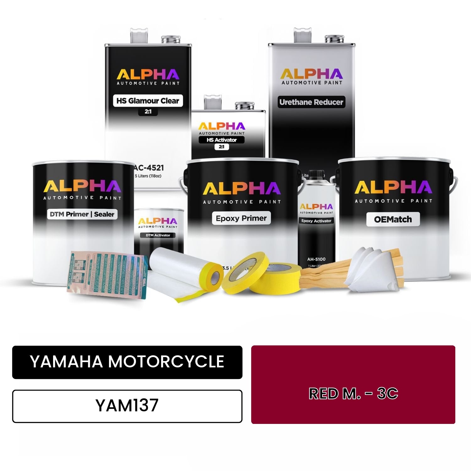 YAMAHA MOTORCYCLE RED M. - 3C YAM137 OEMatch Vehicle Paint Kit