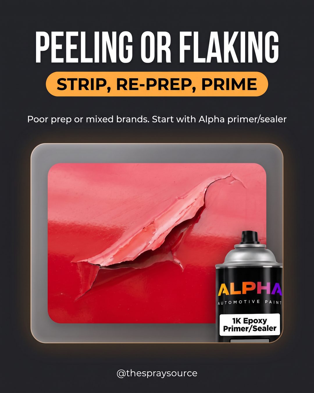 Peeling or flaking: strip, re-prep, prime