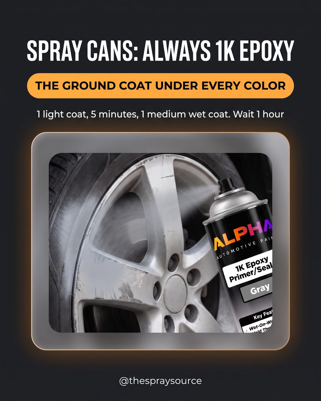 Spray cans: always 1K epoxy: the ground coat under every color